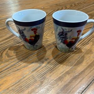 2 small rooster coffee cups